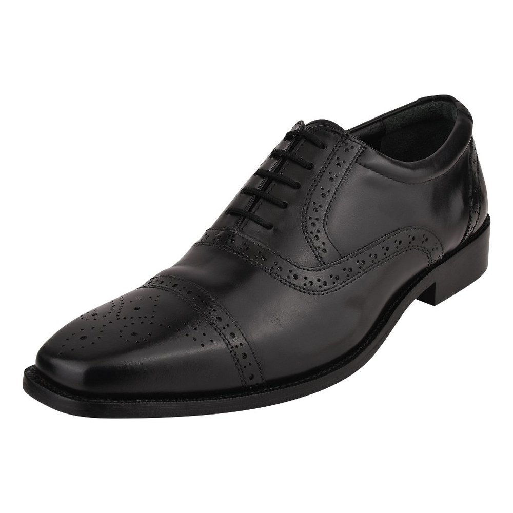 Danis Black Leather Derby Style Dress Shoes